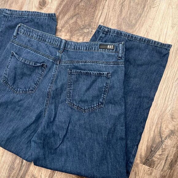 Kut from the Kloth Maggie Wide Drape Leg Dark Wash Jeans - Picture 6 of 7